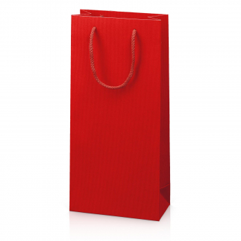2er Papiertragetasche „Linea“ Rot mit Streifenprägung