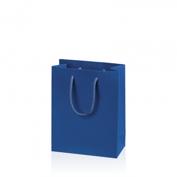 Papiertragetasche „Linea“ Blau mit Streifenprägung BB