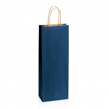 Einkaufstasche Toptwist aus Kraftpapier dunkelblau gerippt -Bottle-