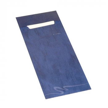 Bestecktaschen blau, 20 x 8,5 cm, inkl. weißer Serviette 33 x 33 cm 2-lag.