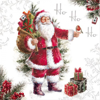 Weihnachtsservietten, 3-lagig 1/4-Falz 33 x 33 cm "HoHoHo"