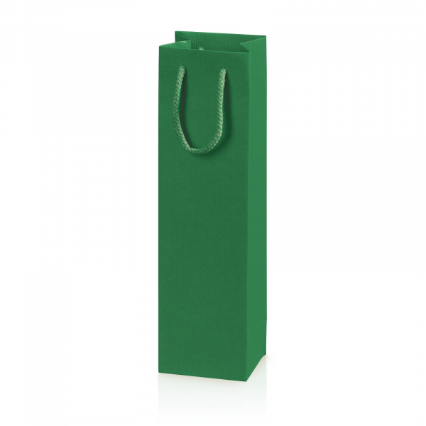 1 er Papiertragetasche „Linea“ Grün mit Streifenprägung