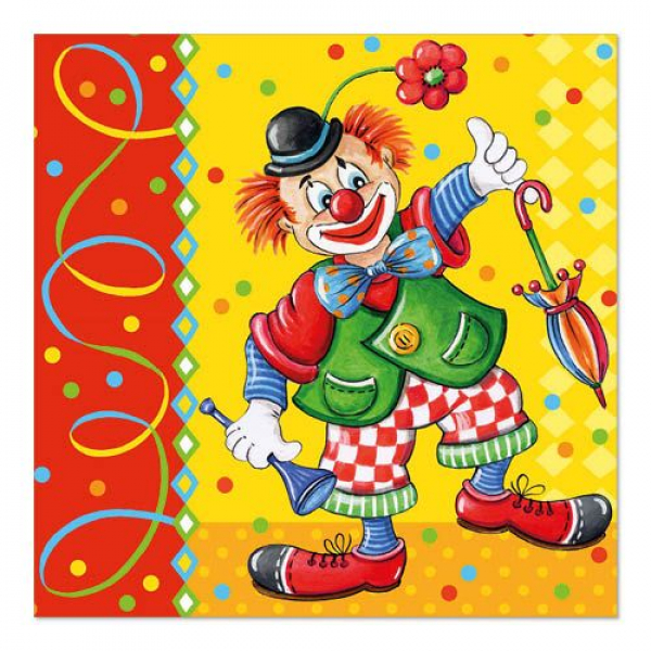 Servietten, 3-lagig 1/4-Falz 33 x 33 cm "Clown"