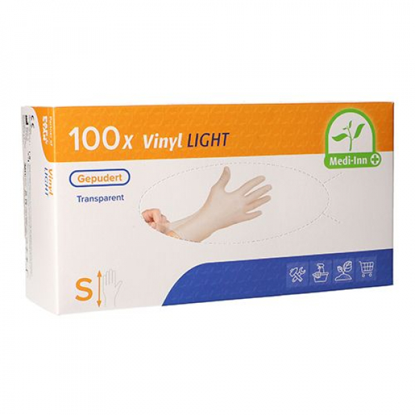 Vinylhandschuhe, gepudert, transparent, Größe S, "Medi-Inn® PS" "Light"