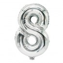 Zahlen-Luftballons aus Folie 35 x 20 cm silber "8"