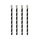 Papierstrohhalme mit Löffel "pure" Ø 8 mm · 20 cm schwarz/weiss "Stripes